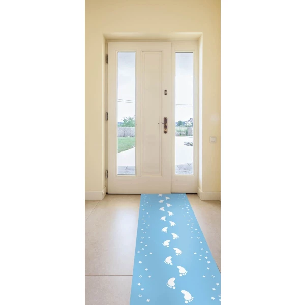 Blue Baby Footsteps Floor Runner - 2.5m