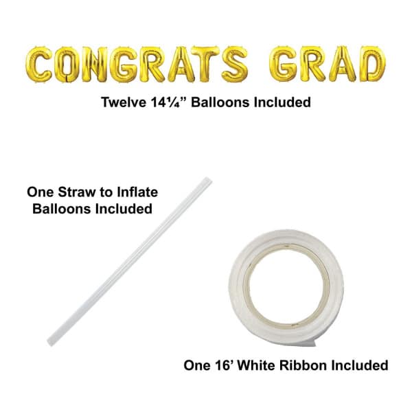 "Congrats Grad" Celebration Foil Balloon Streamer - 365cm