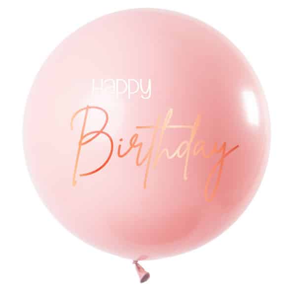 Happy Birthday Elegant Lush Blush Rose Gold Latex XL Party Balloon - 80cm