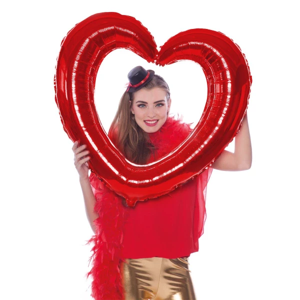 XL Red Heart Foil Balloon Photo Prop - 80 x 70cm