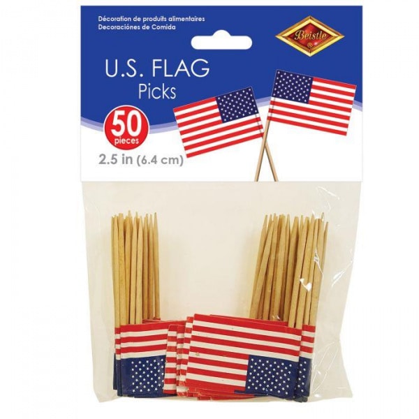 50 x USA Flag Party Cocktail Picks