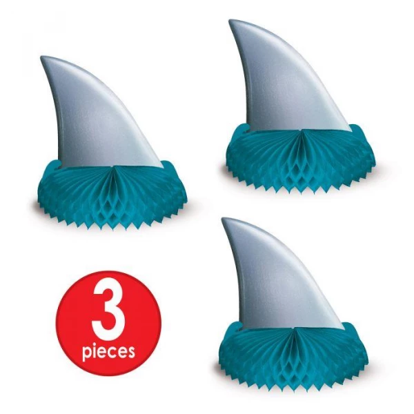 3 X Shark Fin Mini Table Decorations - 17cm