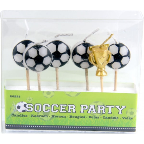 6 Piece Football Themed Birthday Cake Candles - 6cm