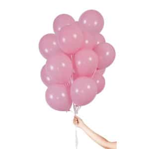 30 x Pink Coloured Quality Latex Balloons with Ribbon - 23cm