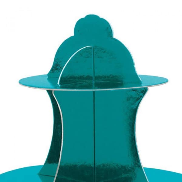 Turquoise Metallic Card Cupcake stand - 34cm