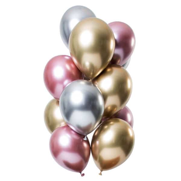 12 x Morganite Deluxe Mirror Effect Party Balloons - 33cm