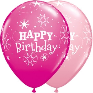 25 x Deluxe Pink Happy Birthday Party Balloons - 30cm