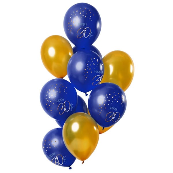 12 x 30th Birthday Elegant True Blue Party Balloons - 30cm