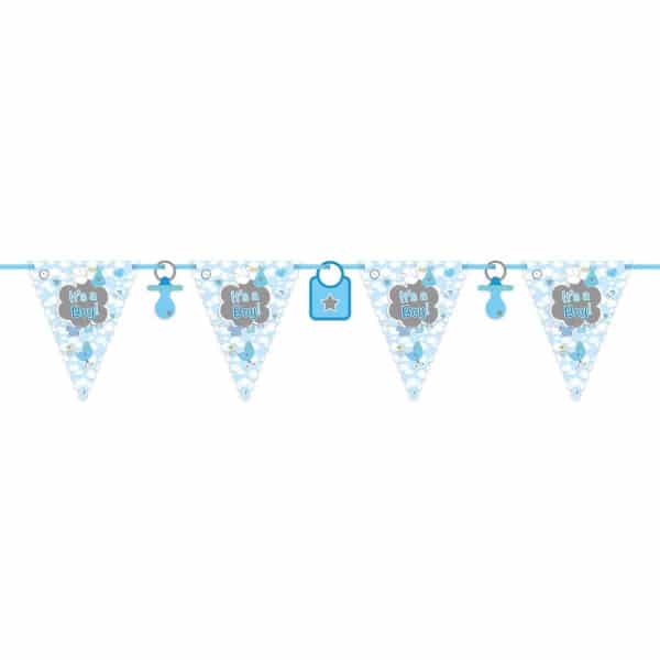 "It's A Boy!" Triangle Flag Celebration Paper Bunting - 6m