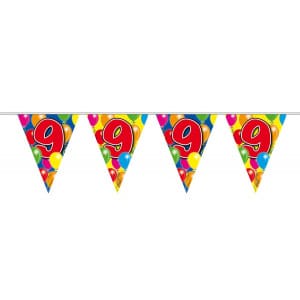 9th Birthday Triangle Party Bunting Balloon Design - 10m