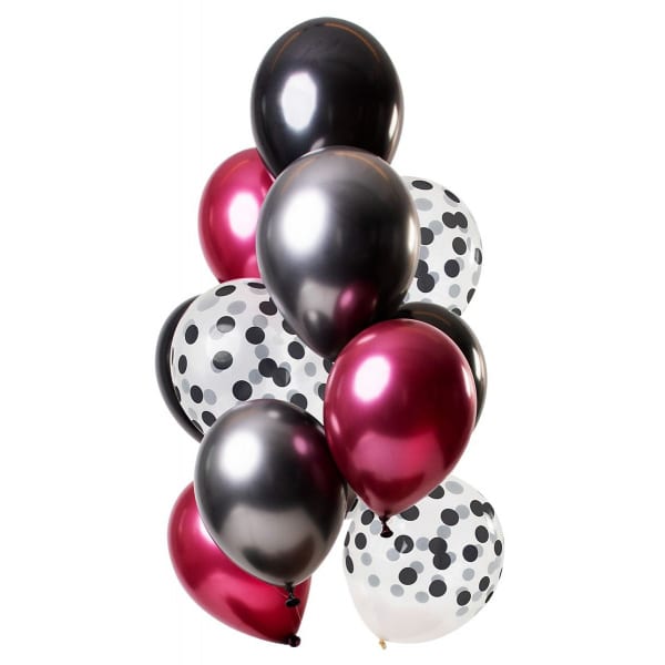 12 x Dark Richness Deluxe Multicoloured Celebration Party Balloons - 30cm