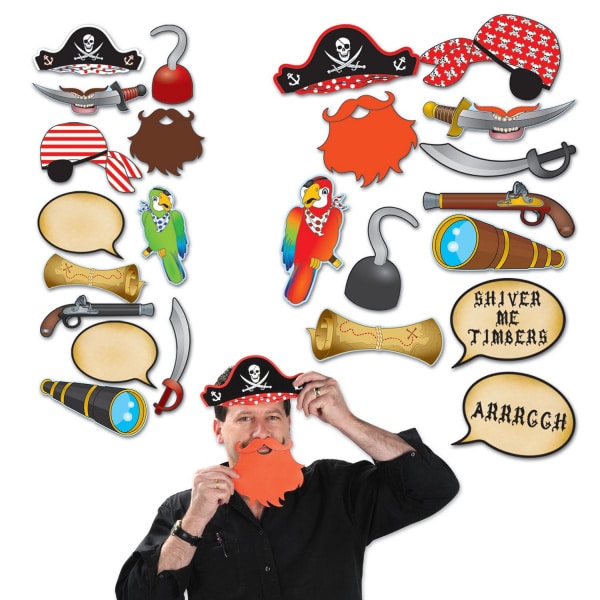 12 X Pirate Photo Booth / Selfie Props - 17.75cm - 27.25cm