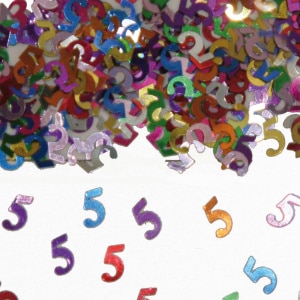 5th Birthday Multicoloured Metallic Table Confetti - 14G