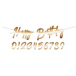 Bronze Happy Birthday Letter Banner With Numbers - 1m