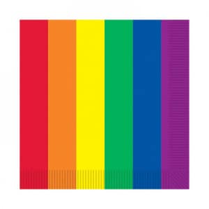 16 x Rainbow Stripes Pride Celebration Party Napkins - 33cm