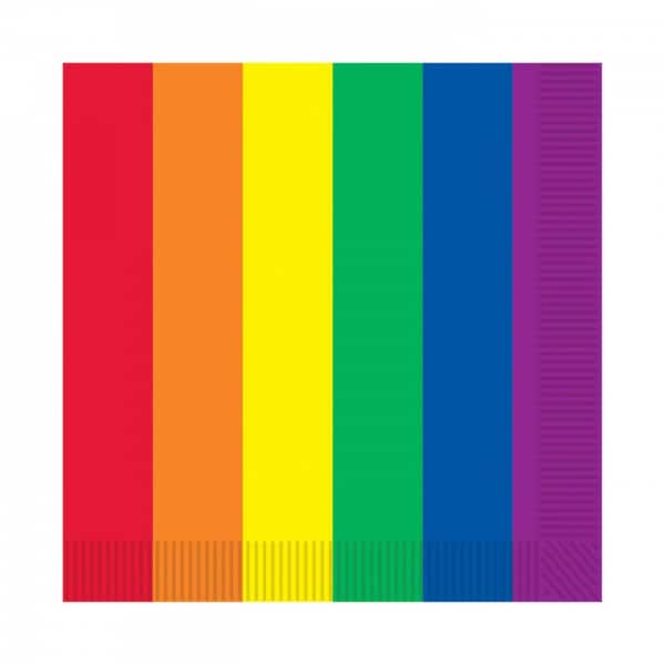 16 x Rainbow Stripes Pride Celebration Party Napkins - 33cm