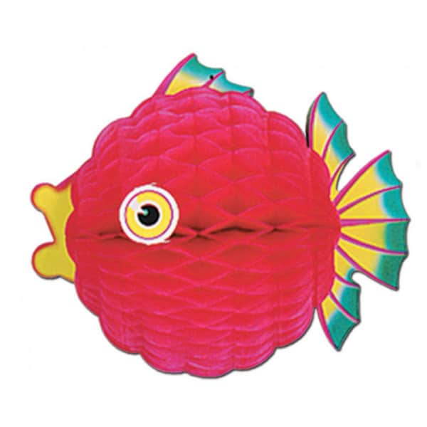 Red Honeycomb Puffer Fish Decoration - 30.5cm