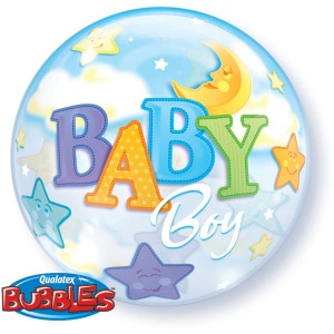 Giant Baby Boy Celebration Qualatex Bubble Balloon - 56cm