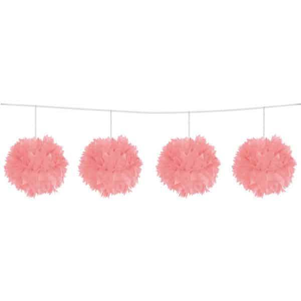 Pink Tissue Pompom Garland Banner Party Decoration - 3m