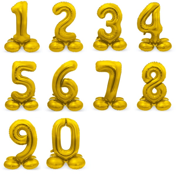 Gold Metallic Foil Number Balloon with Standing Base -72cm