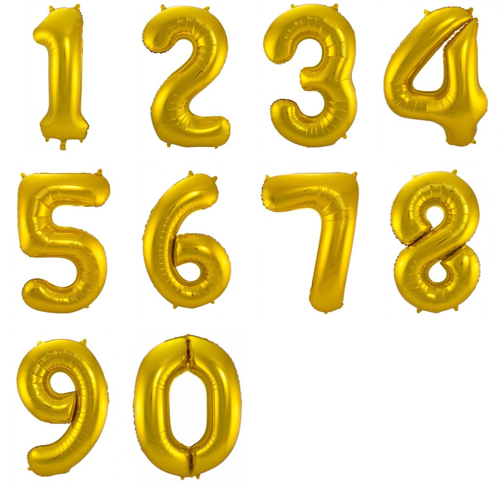 Gold Metallic Foil Number Balloons | Foil Number Balloons | Birthday ...