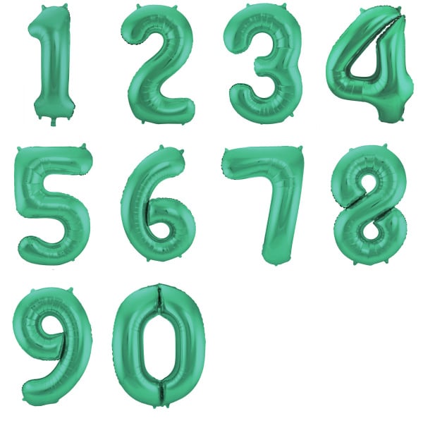 Green Matt Metallic Foil Number Balloons - 86cm