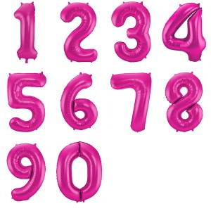 Hot Pink Metallic Foil Number Balloons - 86cm