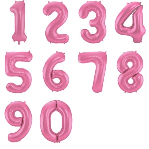 Pink Matt Metallic Foil Number Balloons - 86cm