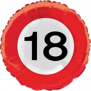 18th Birthday Traffic Sign Foil Balloon - 45cm