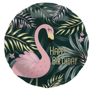 Happy Birthday Tropical Flamingo Foil Balloon - 45cm