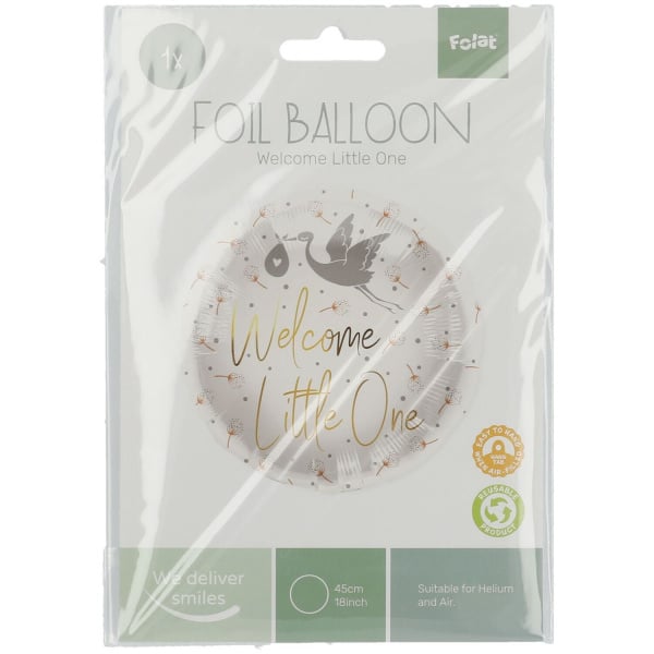 New Baby 'Welcome Little One' Stork Foil Balloon - 45cm