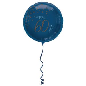 60th Birthday Elegant True Blue Foil Party Balloons - 45cm