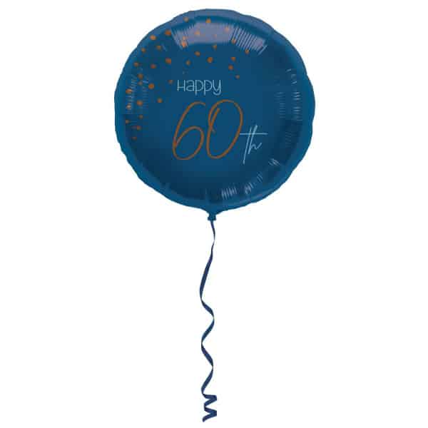 60th Birthday Elegant True Blue Foil Party Balloons - 45cm