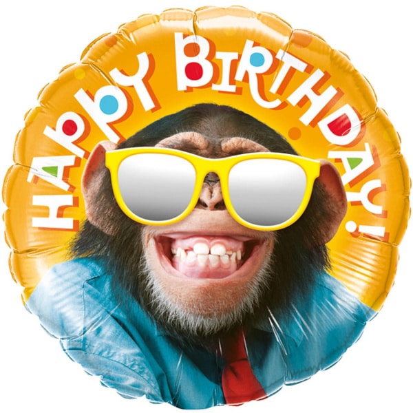 Happy Birthday Chimp Foil Balloon - 46cm