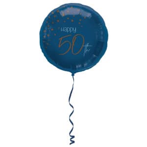 50th Birthday Elegant True Blue Foil Party Balloons - 45cm