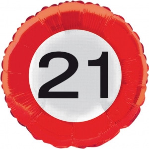 21st Birthday Traffic Sign Foil Balloon - 45cm