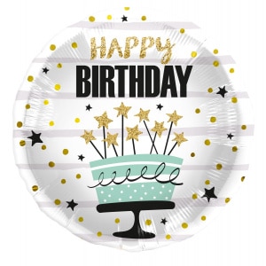 Birthday Cake & Stars Foil Balloon - 45cm