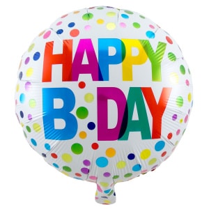 Happy Birthday Colourful Polka Dot Foil Balloon - 45cm