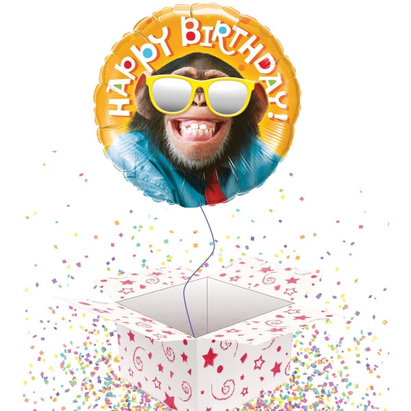 Happy Birthday Chimp Foil Balloon - 46cm