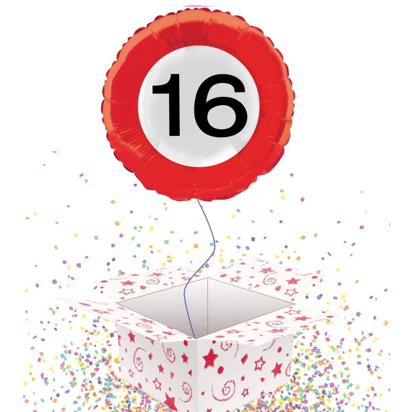 16th Birthday Traffic Sign Foil Balloon - 45cm