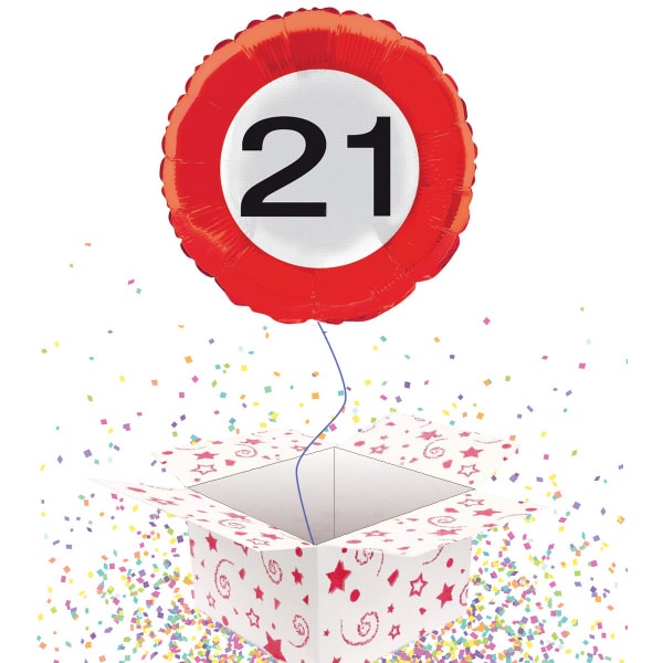 21st Birthday Traffic Sign Foil Balloon - 45cm