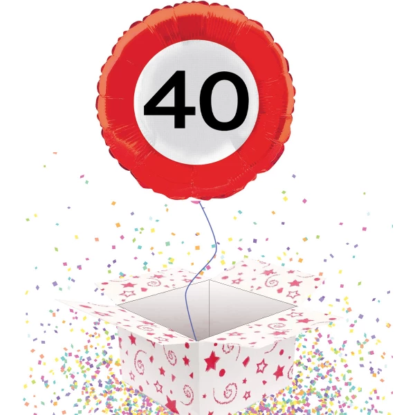 40th Birthday Traffic Sign Foil Balloon - 45cm