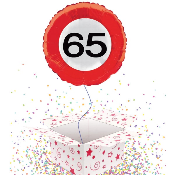 65th Birthday Traffic Sign Foil Balloon - 45cm