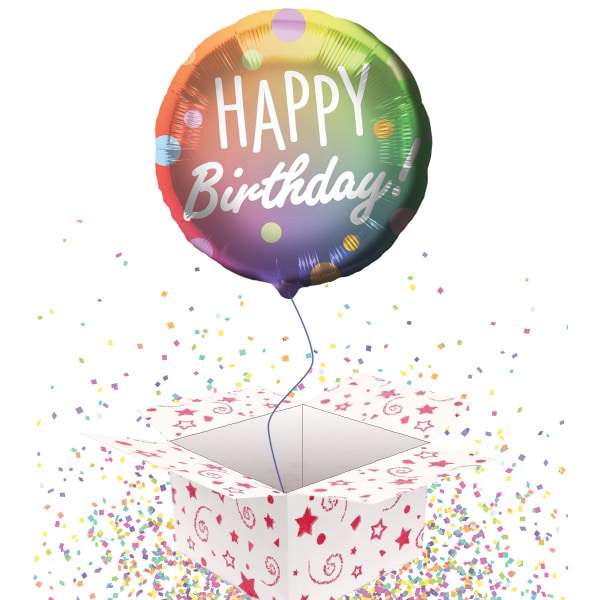 'Happy Birthday!' Multicoloured With Dots Foil Balloon - 45cm