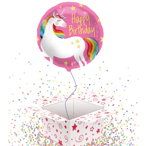 'Happy Birthday' Pink Unicorn Foil Balloon - 45cm