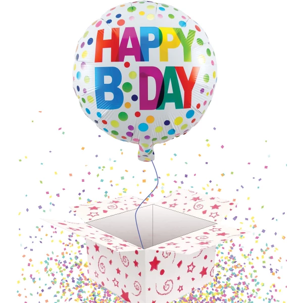 Happy Birthday Colourful Polka Dot Foil Balloon - 45cm