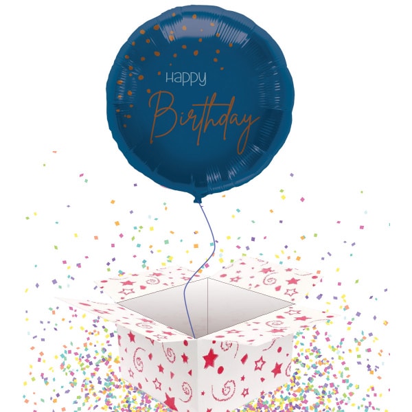 Happy Birthday Elegant True Blue Foil Party Balloon - 45cm