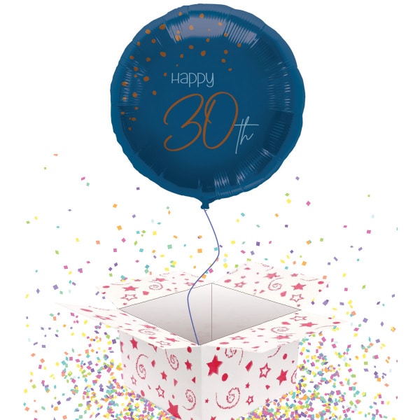 30th Birthday Elegant True Blue Foil Party Balloons - 45cm