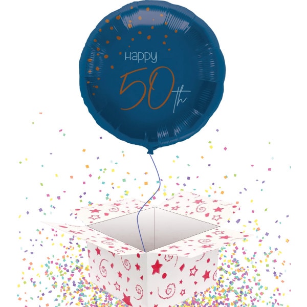 50th Birthday Elegant True Blue Foil Party Balloons - 45cm