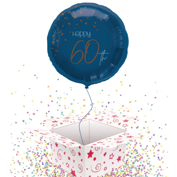 60th Birthday Elegant True Blue Foil Party Balloons - 45cm